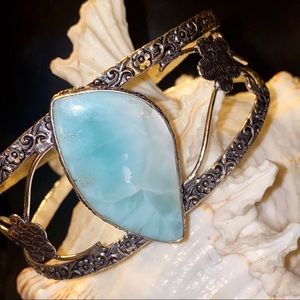 Carribean Larimar Handcrafted Cuff